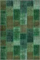 Patchwork Yolluk Modelleri Yeşil Patchwork Kaymaz Taban Makinede Yıkanabilir Halı RV226