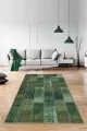 Patchwork Yolluk Modelleri Yeşil Patchwork Kaymaz Taban Makinede Yıkanabilir Halı RV226