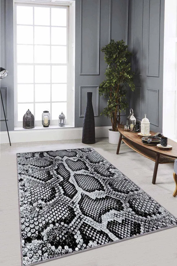 Silver Crocodile Kaymaz Tabanlı Dekoratif Halı RV235
