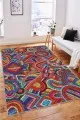 Renkli Salon Halıları Çok Renkli Colorful Kaymaz Tabanlı Dekoratif Halı RV251