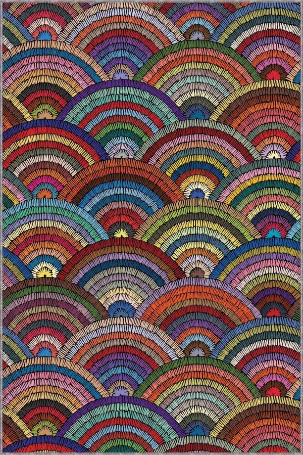 Renkli Salon Halıları Çok Renkli Colorful Kaymaz Tabanlı Dekoratif Halı RV252
