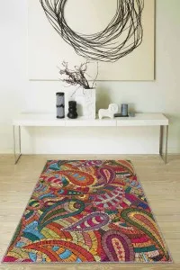 Çok Renkli Colorful Kaymaz Tabanlı Dekoratif Halı RV253 Çok Renkli Colorful Kaymaz Tabanlı Dekoratif Halı RV253