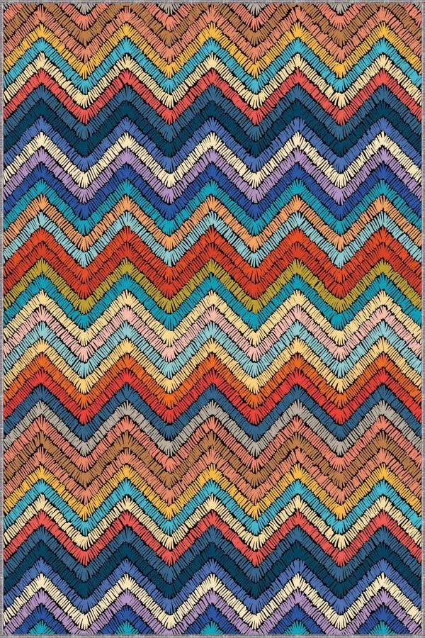 Çok Renkli Colorful Kaymaz Tabanlı Dekoratif Halı RV254
