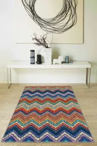 Çok Renkli Colorful Kaymaz Tabanlı Dekoratif Halı RV254 Çok Renkli Colorful Kaymaz Tabanlı Dekoratif Halı RV254