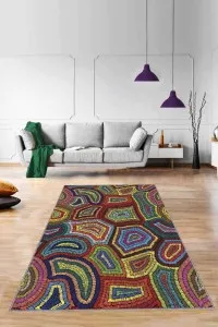 Çok Renkli Colorful Kaymaz Tabanlı Dekoratif Halı RV255 Çok Renkli Colorful Kaymaz Tabanlı Dekoratif Halı RV255