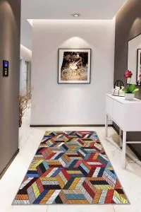 Çok Renkli Colorful Kaymaz Tabanlı Dekoratif Halı RV257 Çok Renkli Colorful Kaymaz Tabanlı Dekoratif Halı RV257