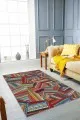 Renkli Salon Halıları Çok Renkli Colorful Kaymaz Tabanlı Dekoratif Halı RV259