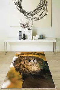 Bej Aslan Desenli Kaymaz Tabanlı Dekoratif Halı RV317 Bej Aslan Desenli Kaymaz Tabanlı Dekoratif Halı RV317