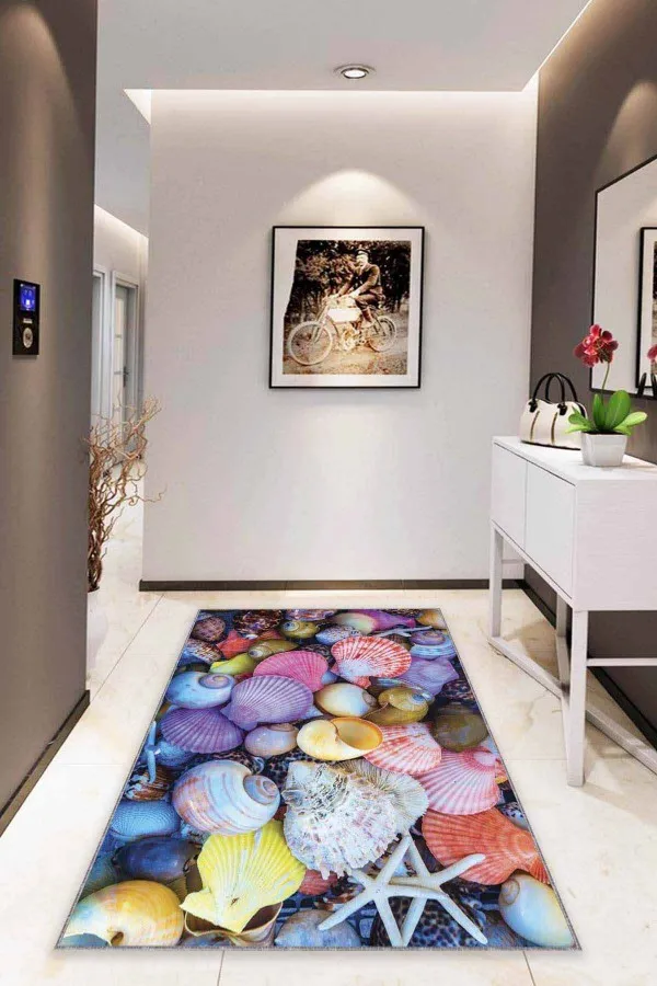 Üç Boyutlu Salon Halıları Çok Renkli 3D Üç Boyutlu Kaymaz Tabanlı Dekoratif Halı RV344