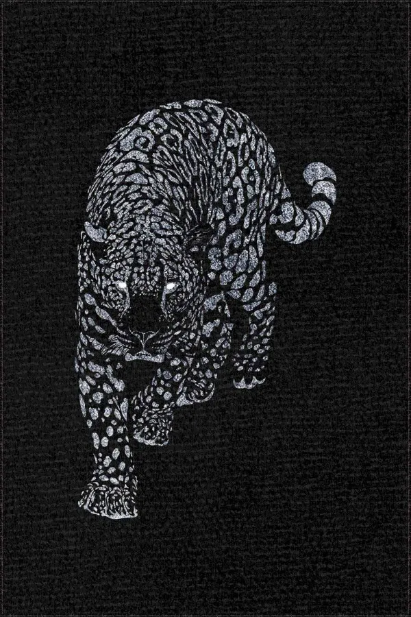 Gümüş Rengi Halı Modelleri Silver Leopar Kaymaz Tabanlı Makinede Yıkanabilir Halı RV366