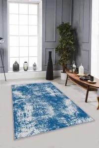 Mavi Sade Desensiz Kaymaz Tabanlı Dekoratif Halı SS02 Mavi Sade Desensiz Kaymaz Tabanlı Dekoratif Halı SS02