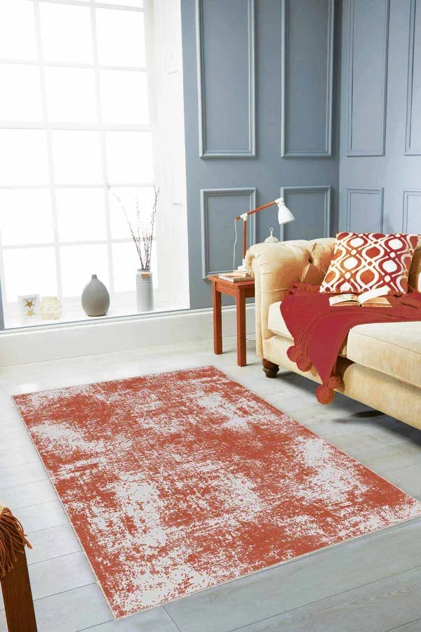 Tek Renk Salon Halıları Tarçın Sade Desensiz Kaymaz Tabanlı Dekoratif Halı SS06