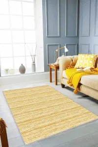 Sarı Sade Desensiz Kaymaz Tabanlı Dekoratif Halı ST02