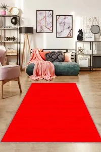 Kırmızı Sade Desensiz Kaymaz Tabanlı Dekoratif Halı ST04 Kırmızı Sade Desensiz Kaymaz Tabanlı Dekoratif Halı ST04