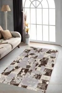 Kahverengi Vintage Kaymaz Tabanlı Dekoratif Halı SU01 Kahverengi Vintage Kaymaz Tabanlı Dekoratif Halı SU01