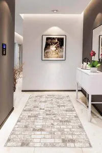 Bej Taş Desenli Kaymaz Taban Makinede Yıkanabilir Halı TL02 Bej Taş Desenli Kaymaz Taban Makinede Yıkanabilir Halı TL02