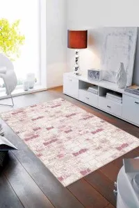 Pembe Taş Desenli Kaymaz Tabanlı Dekoratif Halı TL03 Pembe Taş Desenli Kaymaz Tabanlı Dekoratif Halı TL03
