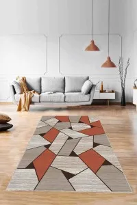Tarçın Geometrik Kaymaz Taban Makinede Yıkanabilir Halı WL09 Tarçın Geometrik Kaymaz Taban Makinede Yıkanabilir Halı WL09