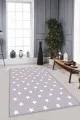 Gri Zemine Uygun Halı Gri Yıldızlı Kaymaz Tabanlı Makinede Yıkanabilir Halı YLD01