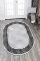 Gri Renk Halı Modelleri Gri Çerçeveli Kaymaz Tabanlı Yıkanan Oval Halı AR735