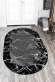Kül Rengi Halı Füme Çerçeveli Kaymaz Taban Yıkanan Oval Salon Halısı AR976