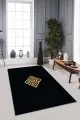 Gold Salon Halısı Siyah Gold Modern Klasik Kaymaz Tabanlı Dekoratif Halı AR010