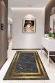 Gold Salon Halısı Füme Gold Çerçeveli Kaymaz Tabanlı Dekoratif Halı AR098