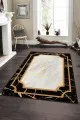 Gold Salon Halısı Siyah Gold Çerçeveli Kaymaz Tabanlı Dekoratif Halı AR108