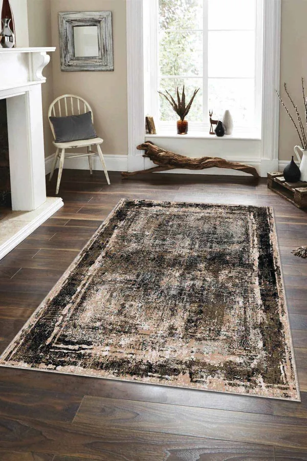 Kahverengi Modern Klasik Kaymaz Tabanlı Dekoratif Halı AR111