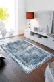 Mavi Gri Salon Halısı Mavi Modern Klasik Kaymaz Tabanlı Dekoratif Halı AR112