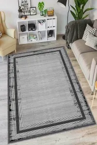 Koyu Gri Kaymaz Tabanlı Çerçeveli Salon Halısı AR1422