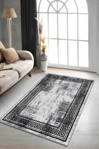 Gri Çerçeveli Kaymaz Tabanlı Makinede Yıkanabilir Halı AR165 Gri Çerçeveli Kaymaz Tabanlı Makinede Yıkanabilir Halı AR165