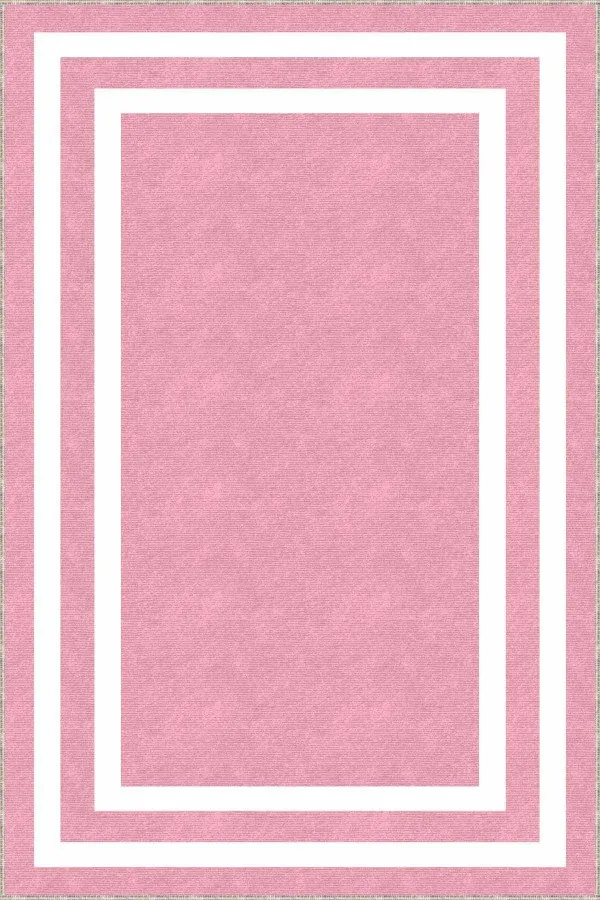Pembe Çerçeveli Kaymaz Taban Makinede Yıkanabilir Halı AR517