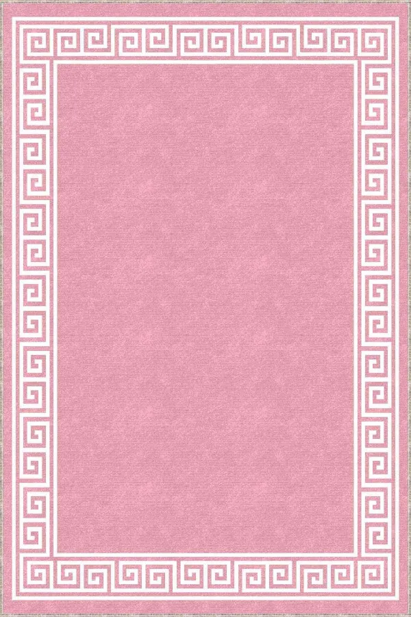 Pembe Çerçeveli Kaymaz Taban Makinede Yıkanabilir Halı AR518