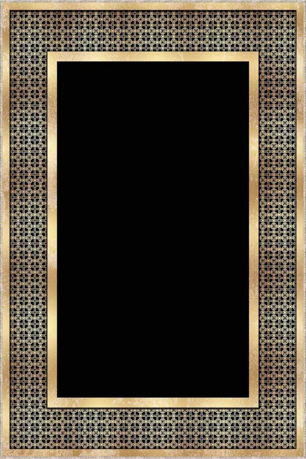 Siyah Gold Çerçeveli Kaymaz Tabanlı Dekoratif Halı AR726