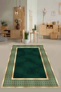 Yeşil Çerçeveli Kaymaz Taban Makinede Yıkanabilir Halı AR730 Yeşil Çerçeveli Kaymaz Taban Makinede Yıkanabilir Halı AR730