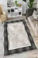 Vizon Salon Halısı Bej Çerçeveli Kaymaz Tabanlı Makinede Yıkanabilir Halı AR984