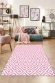 Pembe Karo Kaymaz Taban Makinede Yıkanabilir Halı KR008