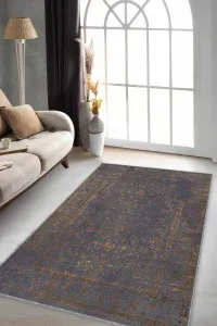 Antrasit Vintage Kaymaz Tabanlı Dekoratif Halı KR024 Antrasit Vintage Kaymaz Tabanlı Dekoratif Halı KR024