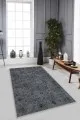 Salon Halısı Gri Gri Vintage Kaymaz Tabanlı Makinede Yıkanabilir Halı KR032