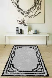 Gri Çerçeveli Kaymaz Tabanlı Makinede Yıkanabilir Halı MK42 Gri Çerçeveli Kaymaz Tabanlı Makinede Yıkanabilir Halı MK42