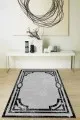 Salon Halısı Gri Gri Çerçeveli Kaymaz Tabanlı Makinede Yıkanabilir Halı MK42