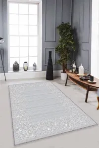 Gri Çerçeveli Kaymaz Tabanlı Makinede Yıkanabilir Halı MK53 Gri Çerçeveli Kaymaz Tabanlı Makinede Yıkanabilir Halı MK53