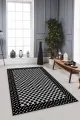 Siyah Salon Halısı Siyah Çerçeveli Kaymaz Taban Makinede Yıkanabilir Halı MK84