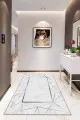 Çerçeveli Salon Halısı Silver Çerçeveli Kaymaz Tabanlı Dekoratif Halı RV011