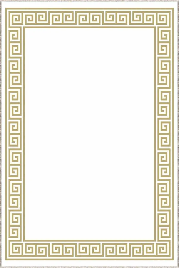 Krem Gold Çerçeveli Kaymaz Tabanlı Dekoratif Halı RV038
