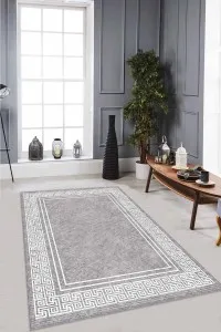 Gri Çerçeveli Kaymaz Tabanlı Makinede Yıkanabilir Halı RV041 Gri Çerçeveli Kaymaz Tabanlı Makinede Yıkanabilir Halı RV041