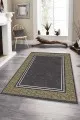 Füme Gold Çerçeveli Kaymaz Tabanlı Dekoratif Halı RV044