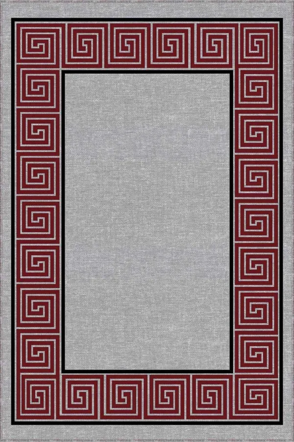 Bordo Salon Halısı Bordo Çerçeveli Kaymaz Taban Makinede Yıkanabilir Halı RV046