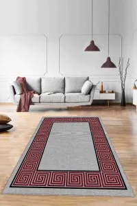 Bordo Çerçeveli Kaymaz Taban Makinede Yıkanabilir Halı RV046 Bordo Çerçeveli Kaymaz Taban Makinede Yıkanabilir Halı RV046